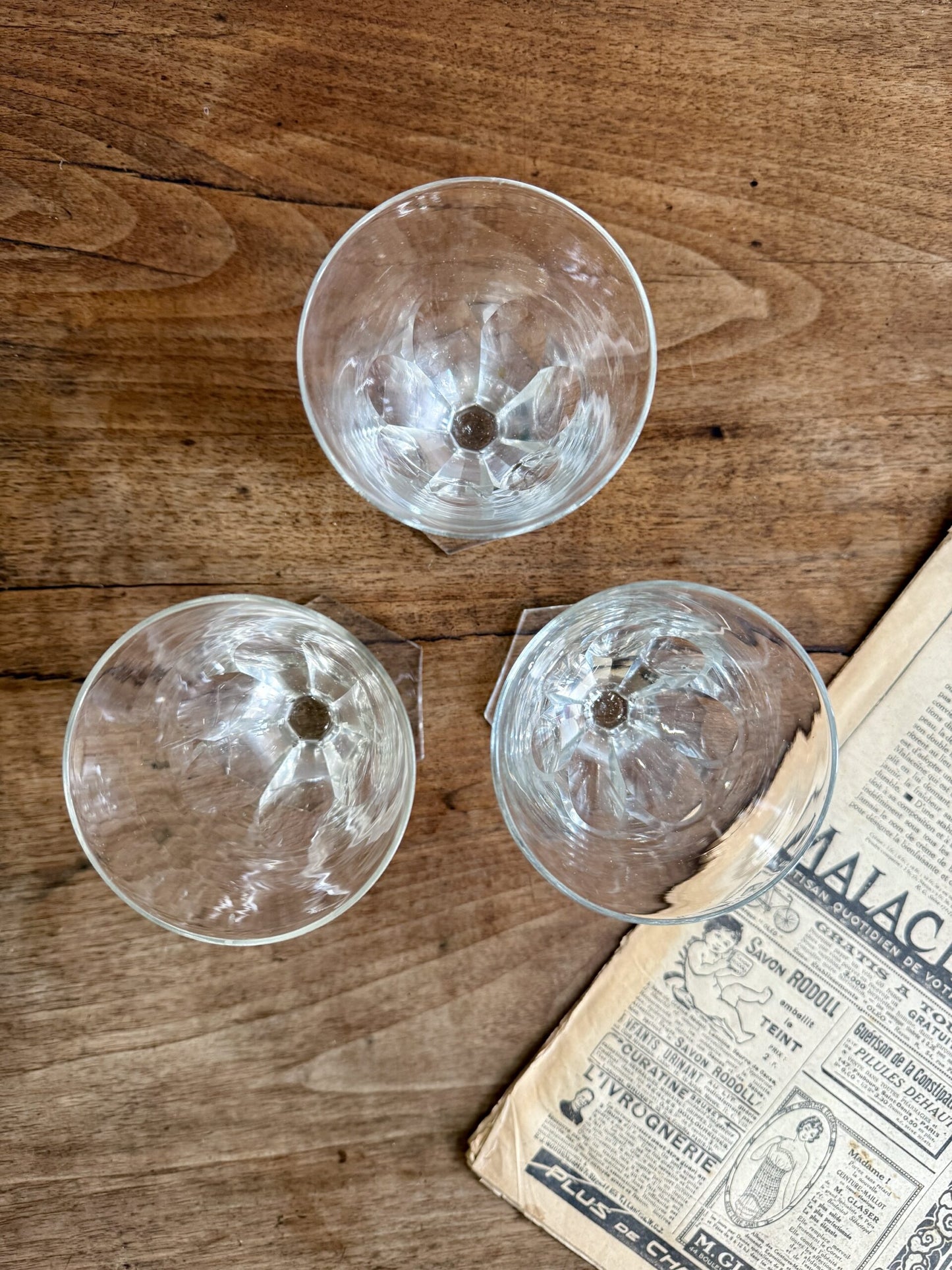 Lot de 3 verres à pied en cristal