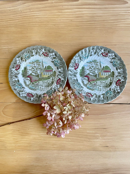 Assiettes à dessert - English Country Scene by British Anchor - lot de 2