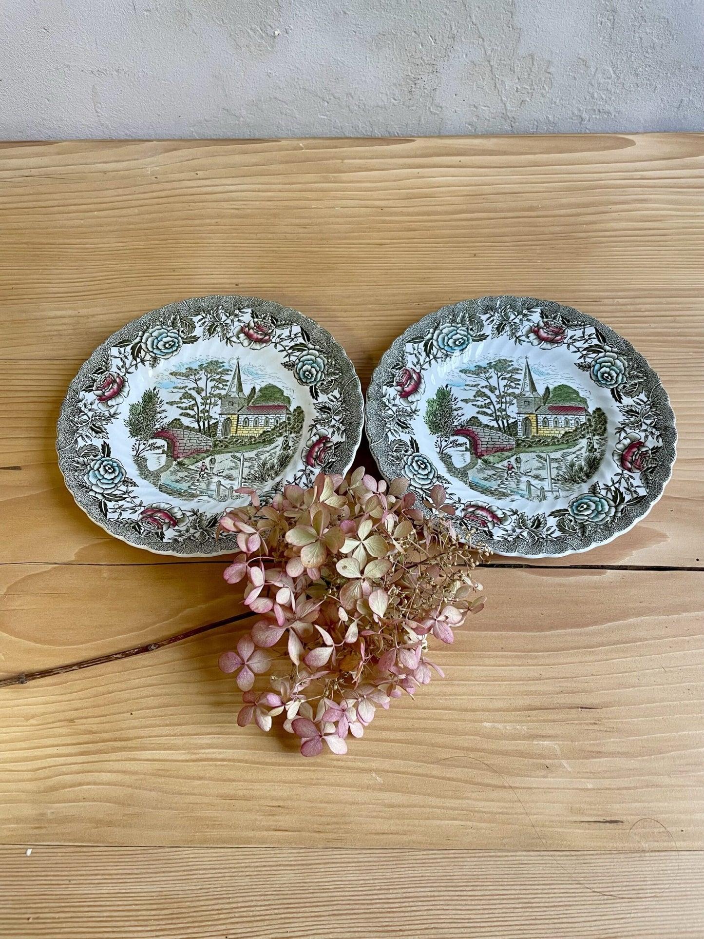 Assiettes à dessert - English Country Scene by British Anchor - lot de 2