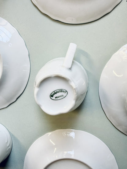 Lot de 6 tasses et 4 coupelles en porcelaine Deshoulières