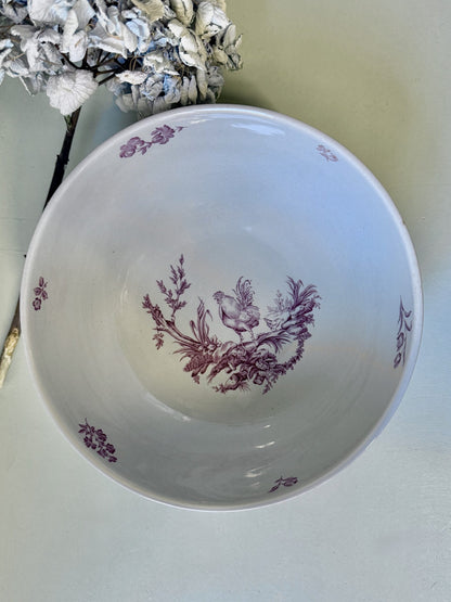 Saladier ancien anglais – décor bordeaux champêtre