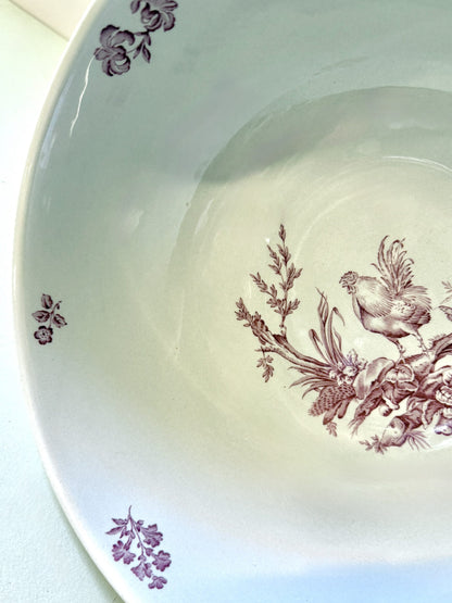 Saladier ancien anglais – décor bordeaux champêtre