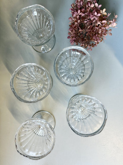 Coupes à glace vintage en verre moulé - lot de 5
