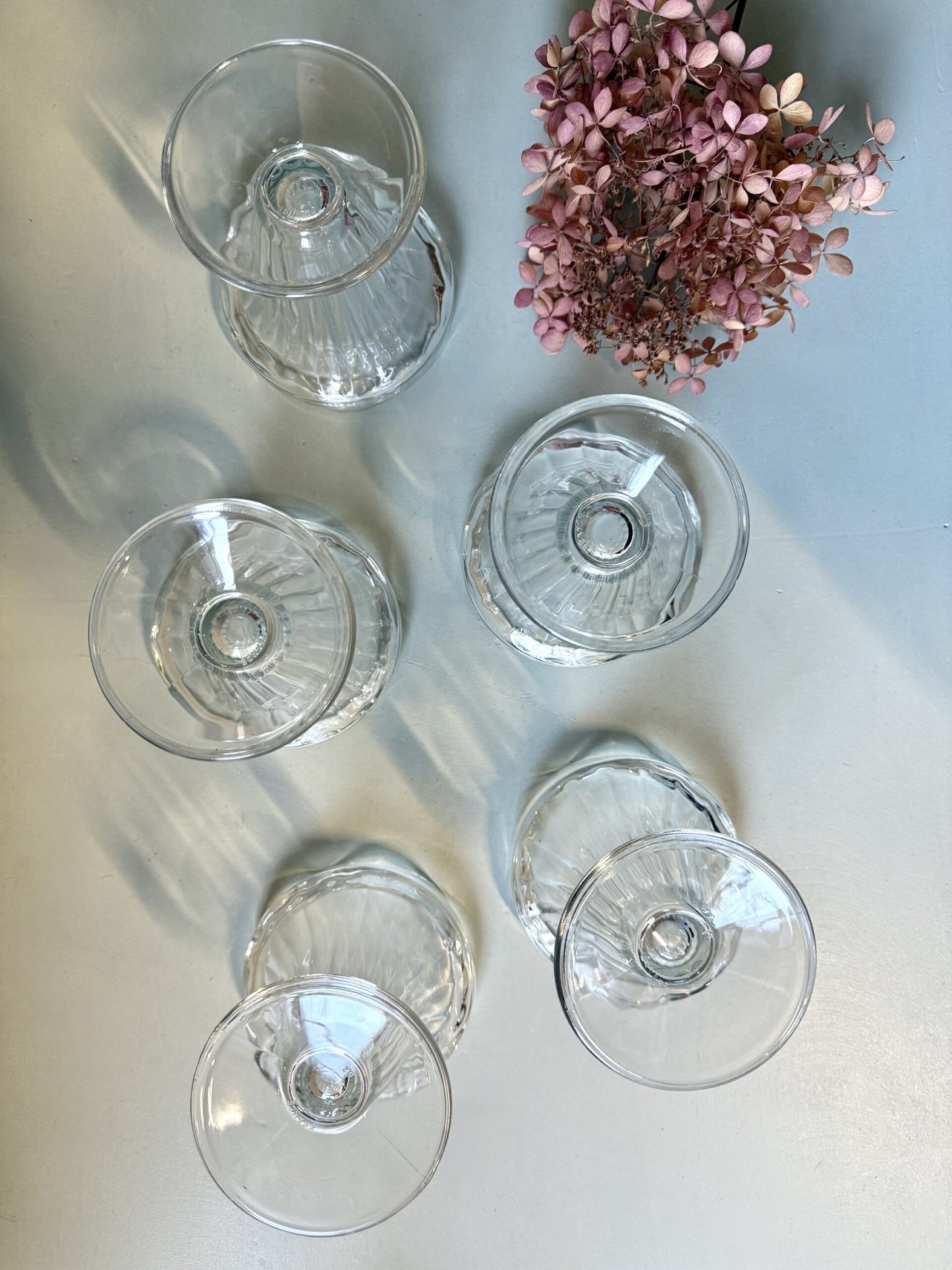 Coupes à glace vintage en verre moulé - lot de 5