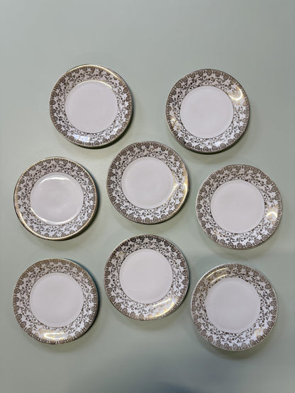 Assiettes à dessert avec frise doré - lot de 8