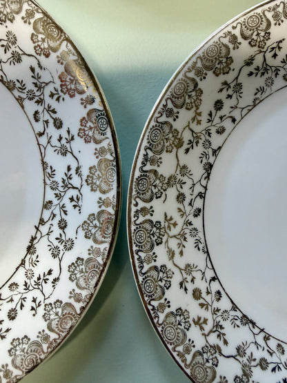 Assiettes à dessert avec frise doré - lot de 8