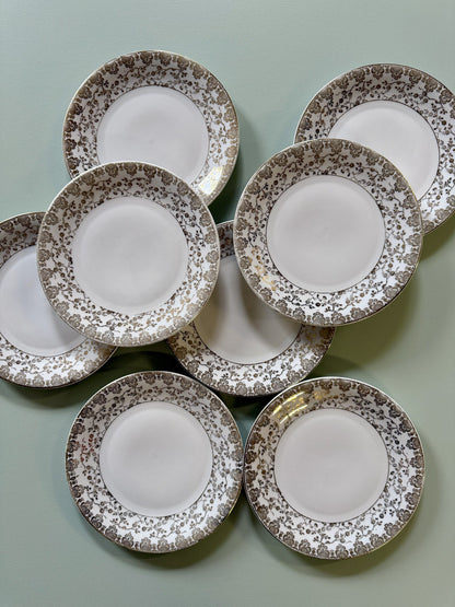 Assiettes à dessert avec frise doré - lot de 8