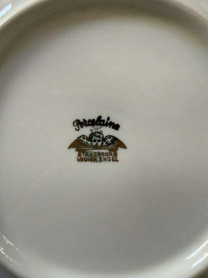 Assiettes plates en porcelaine liseré doré Lucien Engel - lot de 11