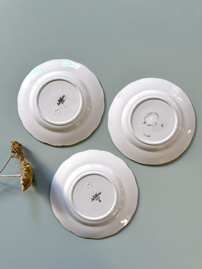 Assiettes plates décoratives florales de Sarreguemines - lot de 3