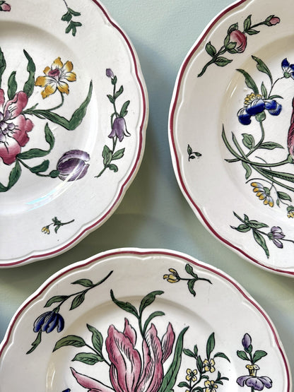 Assiettes plates décoratives florales de Sarreguemines - lot de 3