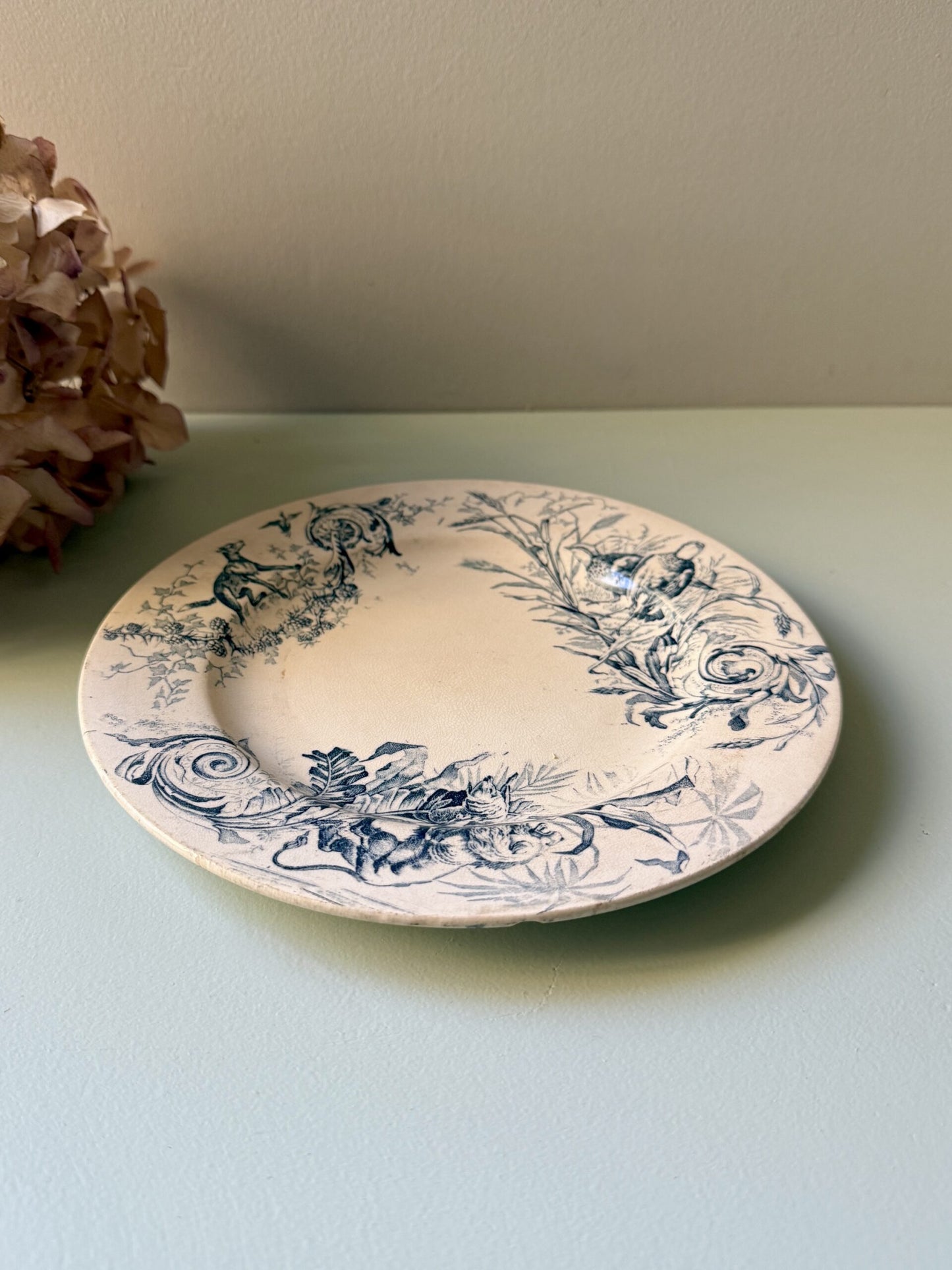 Assiette à dessert bleue terre de fer