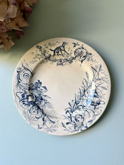 Assiette à dessert bleue terre de fer