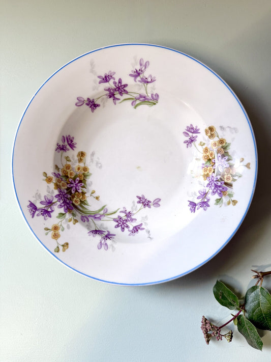 Assiette creuse en faïence fleurie