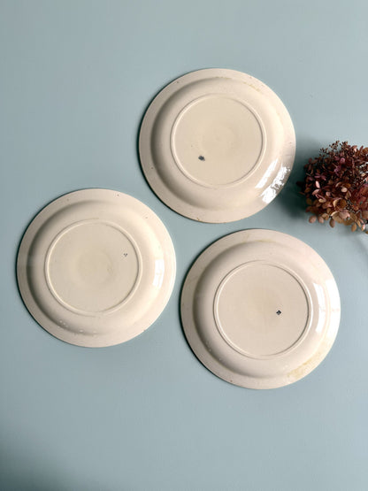 Assiettes plates en faïence - lot de 3