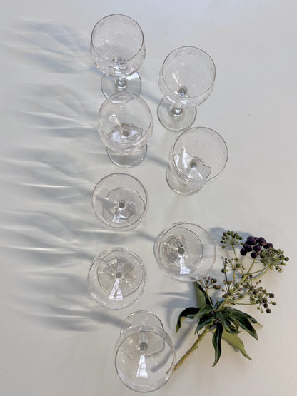 Verres à pied gravés - lot de 8