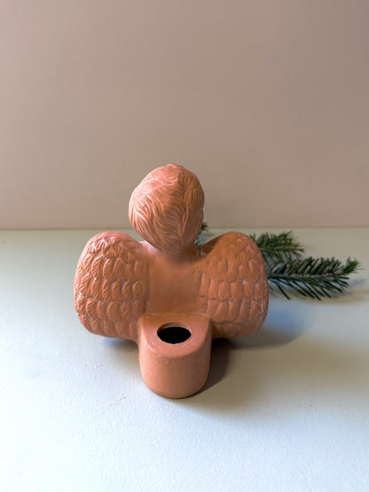 Bougeoir ange en terre cuite