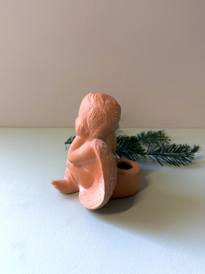 Bougeoir ange en terre cuite