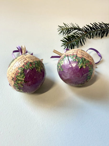 Boules de noël violettes - lot de 2