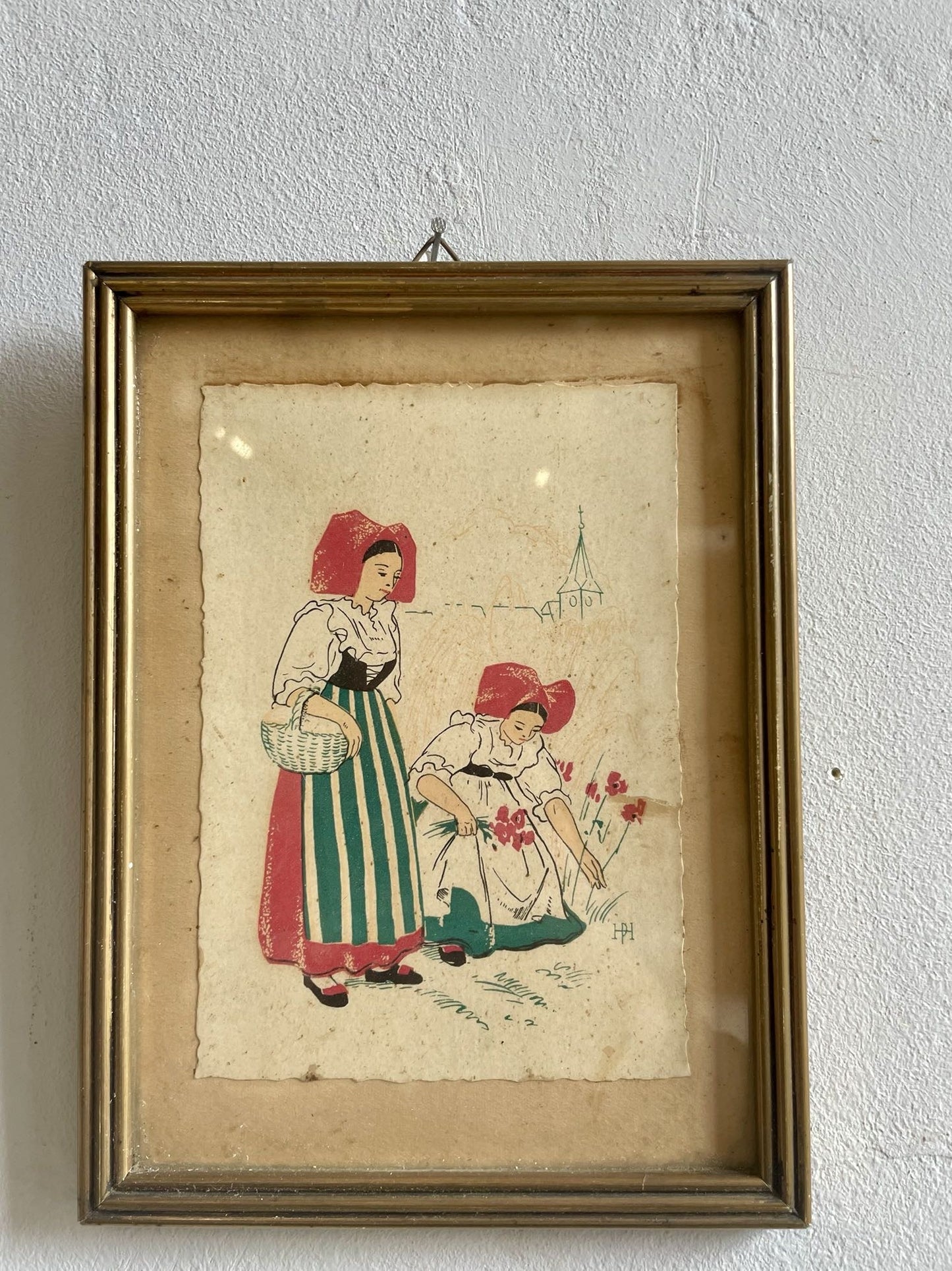 Duo d’Illustrations alsaciennes anciennes sous cadre