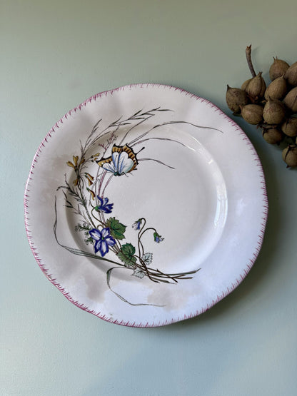 Assiette plate modèle Papillon de Sarreguemines