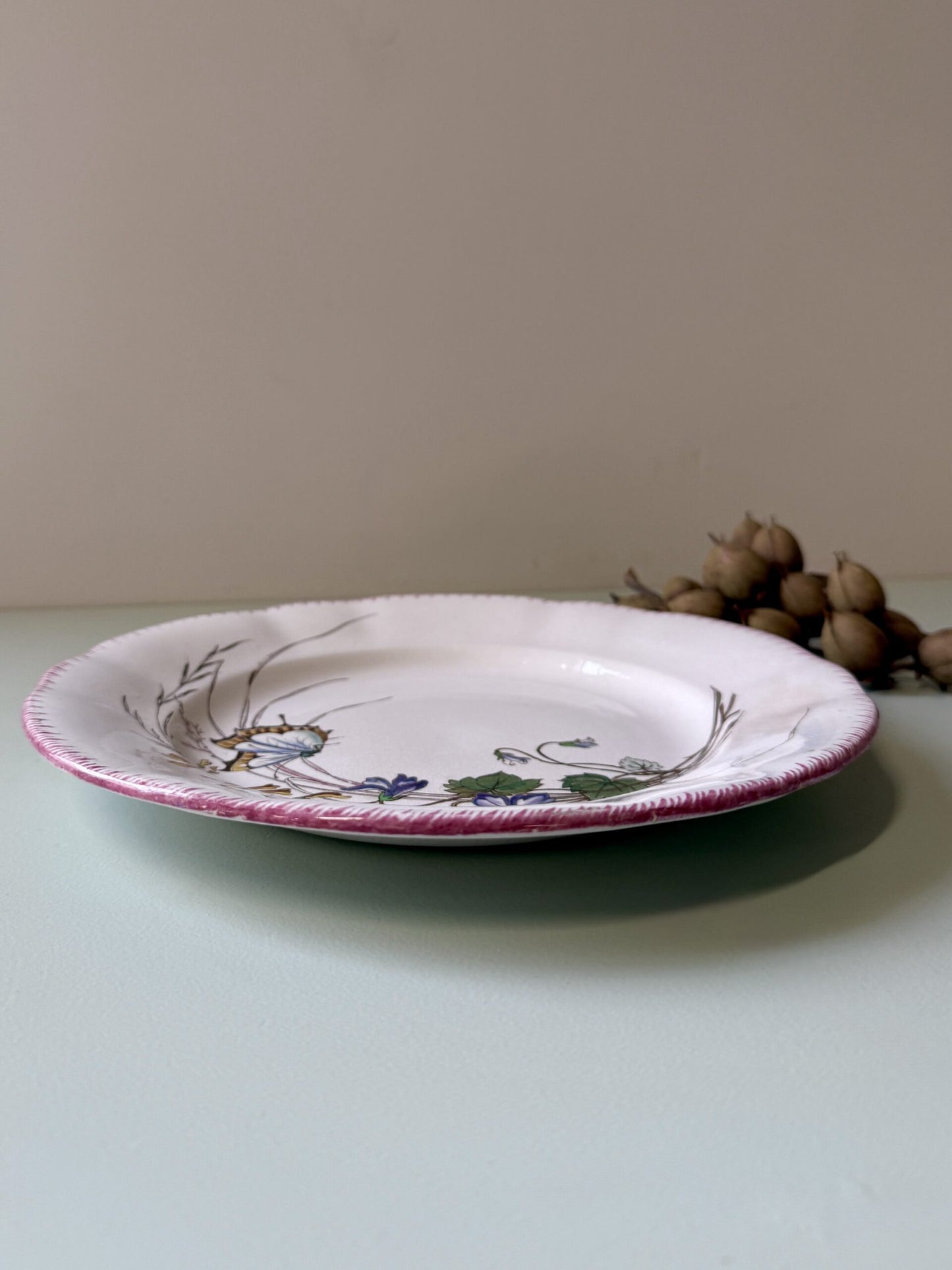 Assiette plate modèle Papillon de Sarreguemines