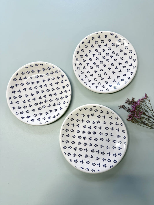 Assiettes plates motifs bleus - lot de 3