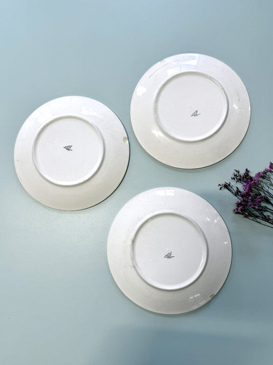 Assiettes plates motifs bleus - lot de 3