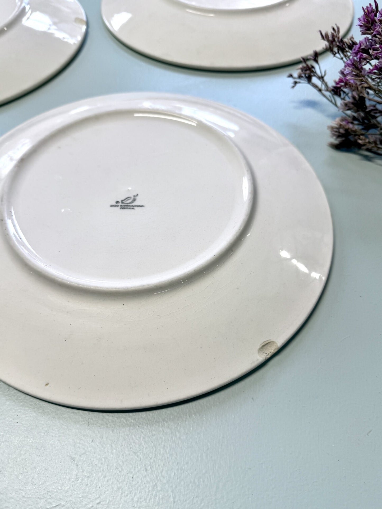 Assiettes plates motifs bleus - lot de 3