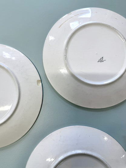 Assiettes plates motifs bleus - lot de 3