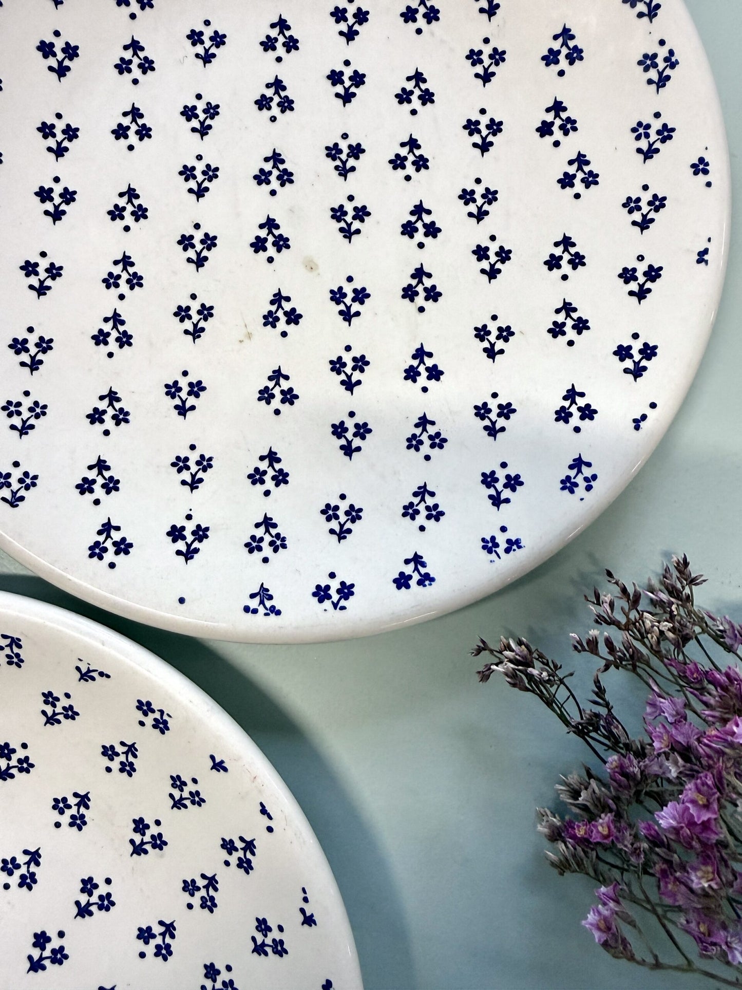 Assiettes plates motifs bleus - lot de 3