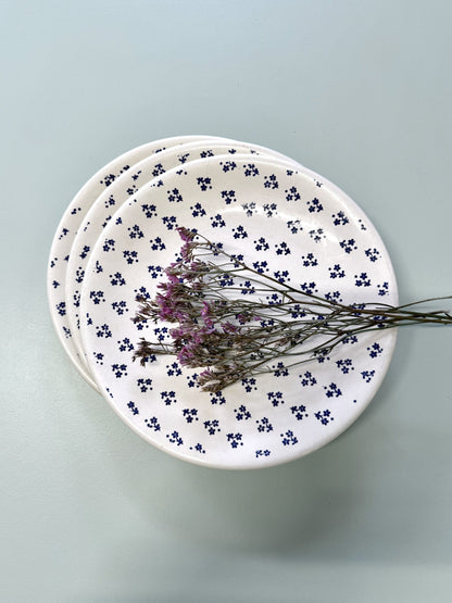 Assiettes plates motifs bleus - lot de 3