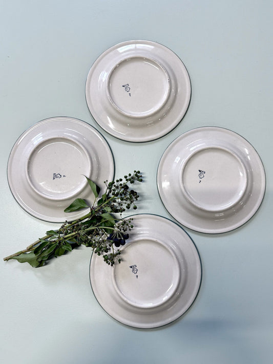 Assiettes à dessert beige Digoin Sarreguemines - lot de 4