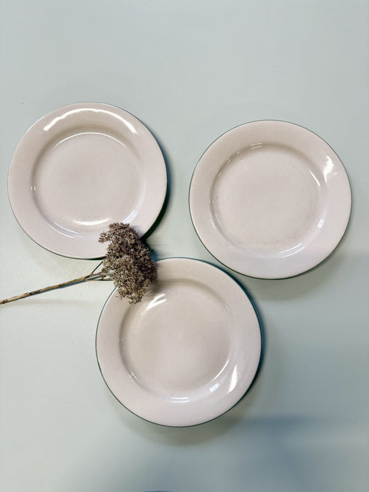 Assiettes plates beige Digoin Sarreguemines- lot de 3