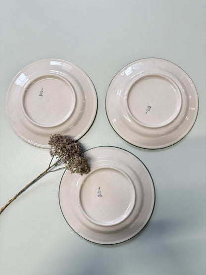 Assiettes plates beige Digoin Sarreguemines- lot de 3