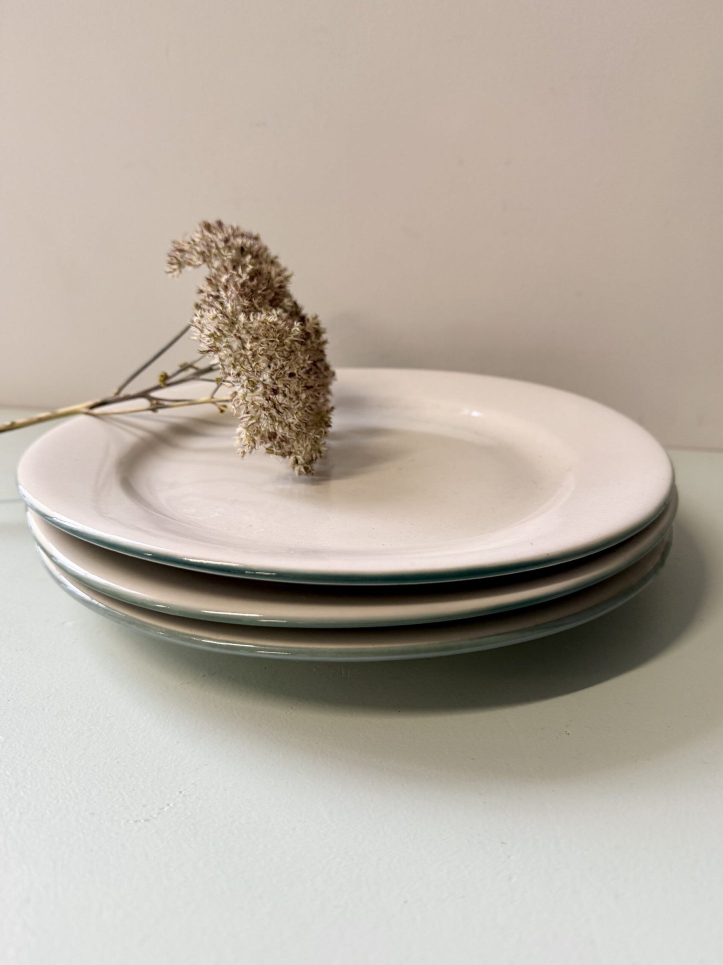 Assiettes plates beige Digoin Sarreguemines- lot de 3