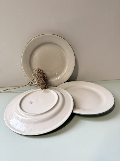 Assiettes plates beige Digoin Sarreguemines- lot de 3