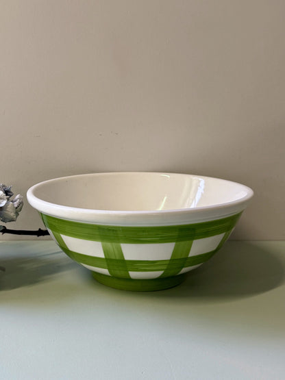 Saladier en faïence vert à carreaux