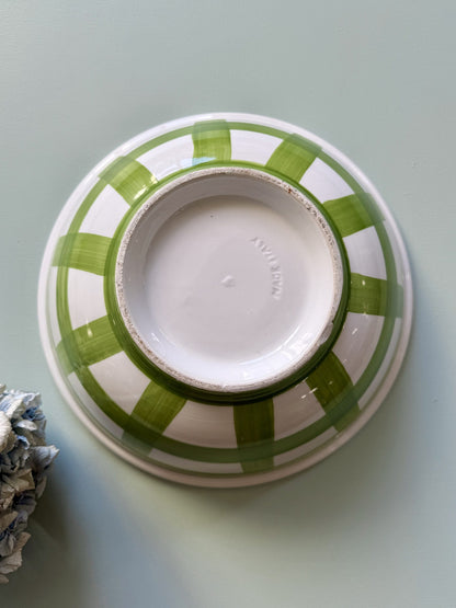 Saladier en faïence vert à carreaux