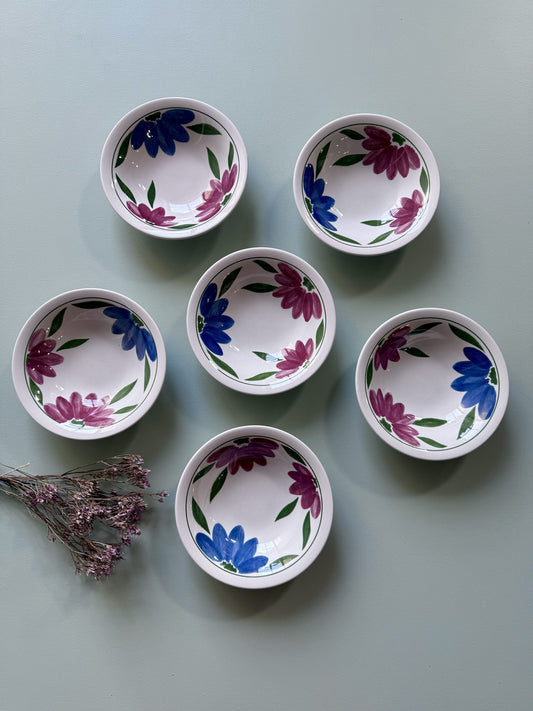 Coupelles en faience motifs floraux - lot de 6