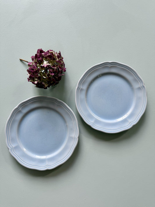 Assiettes chantournées à dessert bleues en grès - lot de 2