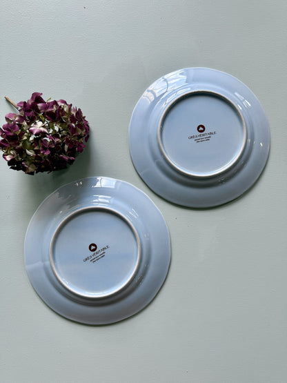 Assiettes chantournées à dessert bleues en grès - lot de 2