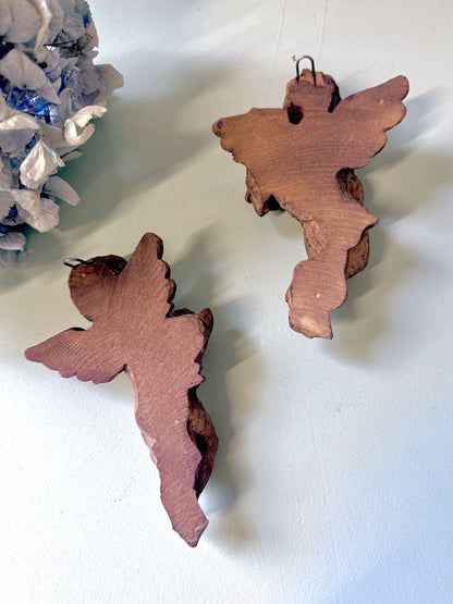 Ange en bois à accrocher - lot de 2