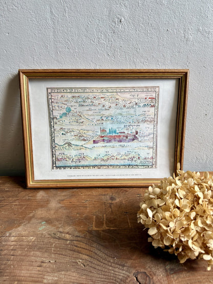 Tableau carte illustrée en bandes de la Terre d'Israël
