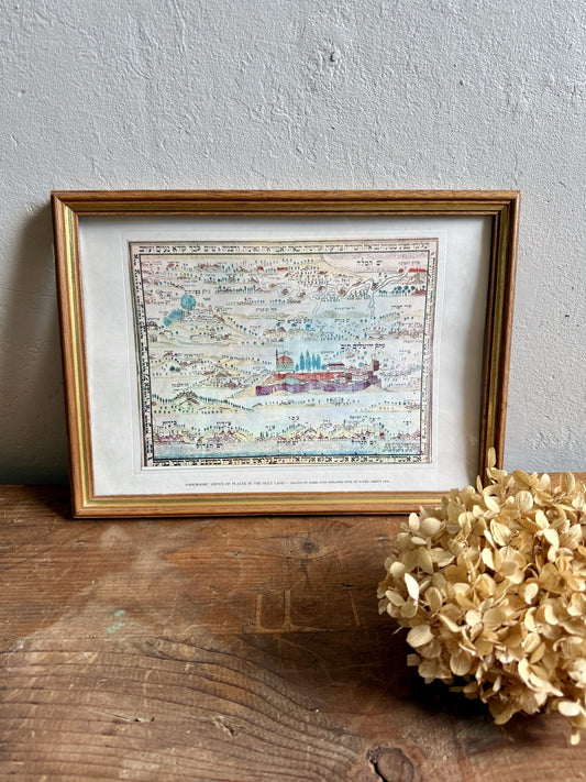 Tableau carte illustrée en bandes de la Terre d'Israël