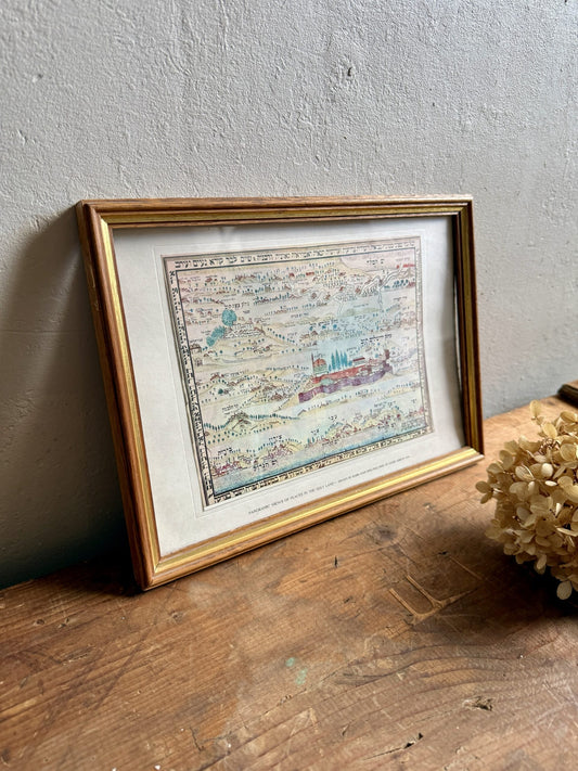 Tableau carte illustrée en bandes de la Terre d'Israël