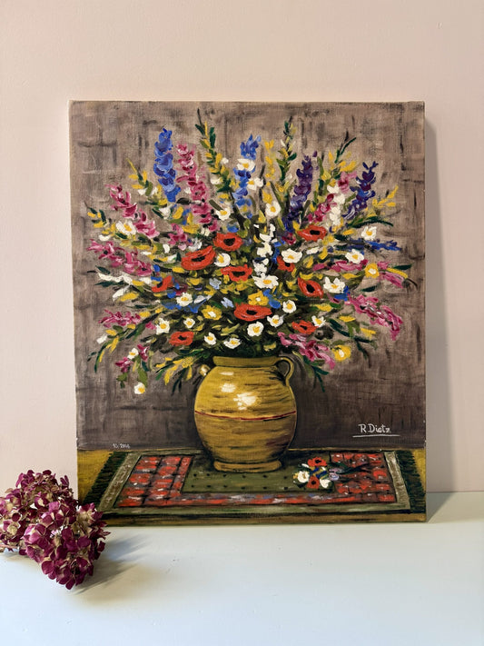 Tableau floral huile sur toile signée R. Dietz
