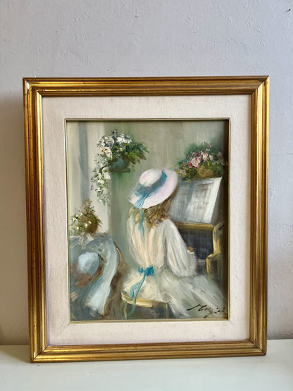 Tableau petite fille au piano