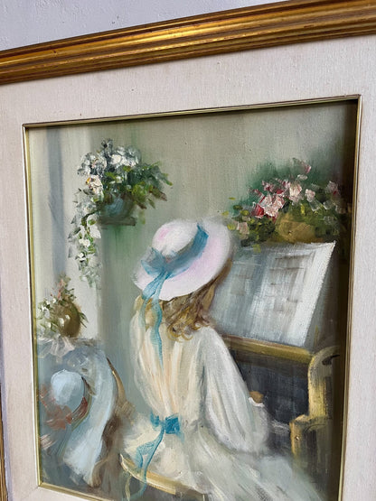 Tableau petite fille au piano