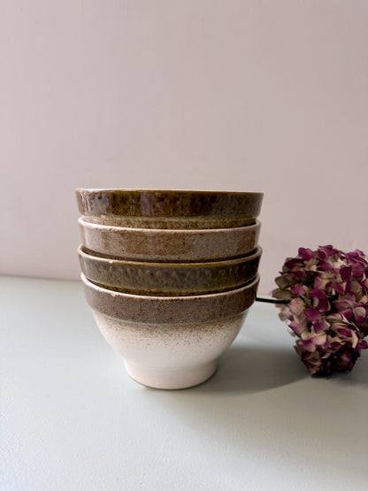 Bol émaillé marron et beige - lot de 4