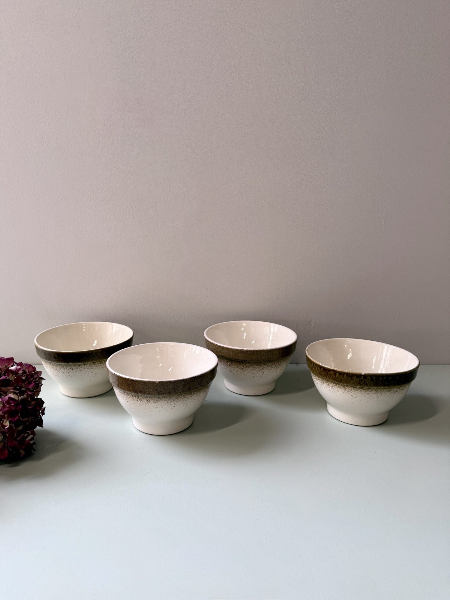 Bol émaillé marron et beige - lot de 4